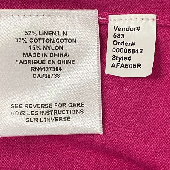 Kerry Brooke Sleeveless Linen Blend Magenta Crochet Top size L - Picture 5 of 5